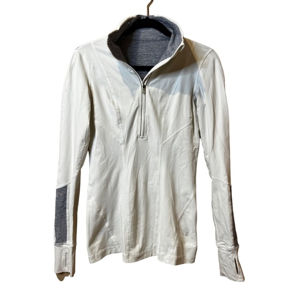 Lululemon Athletica White Grey Half ZIP Pullover 6 - Picture 1 of 4